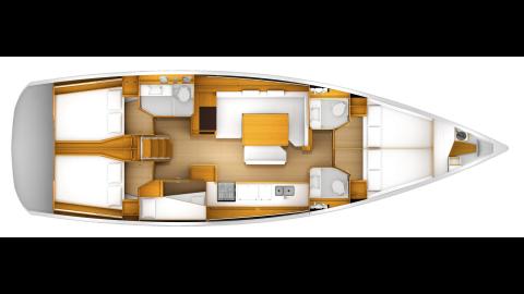 Jeanneau Sun Odyssey 519: Plan d'aménagement 5 cabines 3 cabinets de toilette et cabine skipper Jeanneau Sun Odyssey 519: Plan d'aménagement 5 cabines 3 cabinets de toilette et cabine skipper