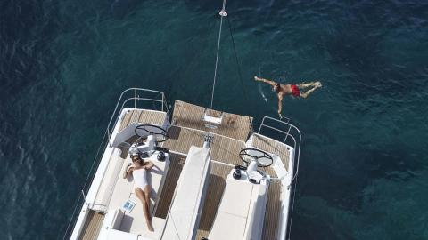 Jeanneau Sun Odyssey 490 : Vue depuis le haut du mat Jeanneau Sun Odyssey 490 : Vue depuis le haut du mat