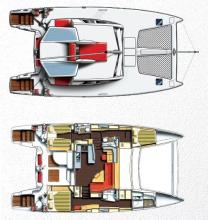 Plan aménagement et plan de pont - Catana Catana 50, Occasion (2007) - France (Ref 92)