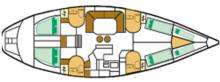 Plan aménagement - Jeanneau Sun Odyssey 51, Occasion (1991) - Martinique (Ref 335)