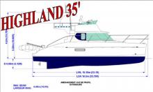 Plan d'aménagement - Trawler Catamarans Highland 35, Occasion (2006) - Guadeloupe (Ref 338)