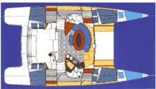 Plan d'aménagement - Fountaine Pajot Venezia 42, Occasion (1994) - Martinique (Ref 411)