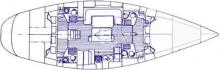 Plan d'aménagement - Beneteau Oceanis 500, Occasion (1989) - Martinique (Ref 415)