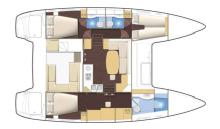 Lagoon 400 3 cabines : Plan d'aménagement
