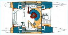 Plan aménagement - Fountaine Pajot Athena 38, Occasion (2002) - Guadeloupe (Ref 207)
