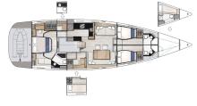 Jeanneau Yacht 65 : Plan des cabines